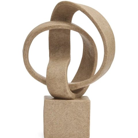 Decoração Escultura Abstrata em Poliresina Bege Mart 21559