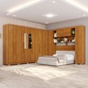 Ver imagem 1 de Guarda-Roupa Casal Modulado Portofino 13 Portas 4 Gavetas com Pés e Espelho Cinamomo - Pnr Móveis