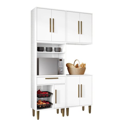 Cozinha Modulada Lorena 07 Portas com Fruteira:branco