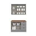 Ver imagem 3 de Cozinha Completa Americana CZ121 2 Portas 3 Gavetas MDF 120cm Cinza Móveis Henn