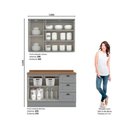 Ver imagem 2 de Cozinha Completa Americana CZ121 2 Portas 3 Gavetas MDF 120cm Cinza Móveis Henn