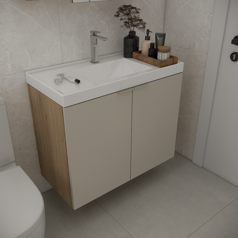 Gabinete de Banheiro sem Cuba Vittare 79,6cm Estilare Gab5002 Carvalho/nude