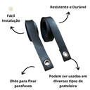 Ver imagem 2 de Par de Alças Tiras Couro Sintético Preta para Prateleiras.