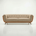Ver imagem 1 de Sofá 2 Lugares 180cm Retrô Pés de Madeira Luxo Premium Estofado em Bouclé e Courino Sala e Recepção