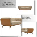 Ver imagem 6 de Sofá 2 Lugares 180cm Retrô Pés de Madeira Luxo Premium Estofado em Bouclé e Courino Sala e Recepção