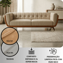 Ver imagem 4 de Sofá 2 Lugares 180cm Retrô Pés de Madeira Luxo Premium Estofado em Bouclé e Courino Sala e Recepção