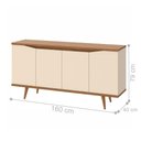 Ver imagem 5 de Buffet London Cromo Moderno 4 Portas MDF MDP 160cm Off White Noce