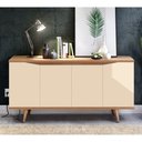 Ver imagem 1 de Buffet London Cromo Moderno 4 Portas MDF MDP 160cm Off White Noce