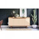 Ver imagem 2 de Buffet London Cromo Moderno 4 Portas MDF MDP 160cm Off White Noce