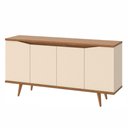 Ver imagem 4 de Buffet London Cromo Moderno 4 Portas MDF MDP 160cm Off White Noce