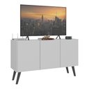 Ver imagem 1 de Rack Retrô para Tv até 32 Polegadas com 3 Portas Multimóveis Mp1067 Branco/preto