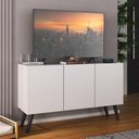 Ver imagem 2 de Rack Retrô para Tv até 32 Polegadas com 3 Portas Multimóveis Mp1067 Branco/preto