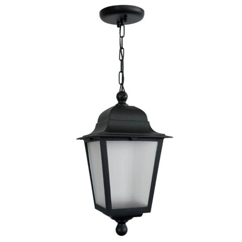 Luminária Pendente Teto 21x58cm Preta Injetado Termoplástico