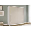 Ver imagem 1 de Guarda Roupa 2 Portas de Correr (1 C/ Espelho) e 2 Gavetas Valência Branco/creme - Politorno
