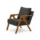 Ver imagem 6 de Poltrona Mona Pés de Madeira Linho Sala Escritorio Decoração:cinza Escuro