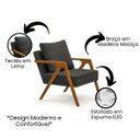 Ver imagem 3 de Poltrona Mona Pés de Madeira Linho Sala Escritorio Decoração:cinza Escuro