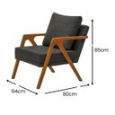 Ver imagem 2 de Poltrona Mona Pés de Madeira Linho Sala Escritorio Decoração:cinza Escuro