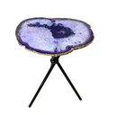 Ver imagem 5 de Mesa Lateral Pedras Ágatas Tingidas com Bordas Douradas
