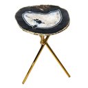 Ver imagem 3 de Mesa Lateral Pedras Ágatas Tingidas com Bordas Douradas