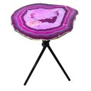 Ver imagem 6 de Mesa Lateral Pedras Ágatas Tingidas com Bordas Douradas