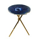 Ver imagem 4 de Mesa Lateral Pedras Ágatas Tingidas com Bordas Douradas