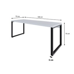 Escrivaninha Mesa Escritório Yon Presidente 190x70x75 190cm Industrial Branco - 3