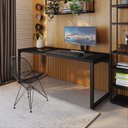 Ver imagem 7 de Escrivaninha Mesa Escritório Yon Presidente 190x70x75 190cm Industrial Preto