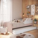 Ver imagem 1 de Cama Infantil com Colchão 0,88 x 1,88 Incluso Cor Branco com Rosa com Cama Auxiliar