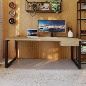 Escrivaninha Mesa Escritório Yon Presidente com 1 Gaveta 190x70x75