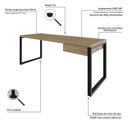 Ver imagem 5 de Escrivaninha Mesa Escritório Yon Presidente com 190x70x75 1 Gaveta 190cm Industrial Vermont Marrom