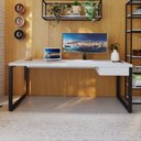 Ver imagem 1 de Escrivaninha Mesa Escritório Yon Presidente com 190x70x75 1 Gaveta 190cm Industrial Branco