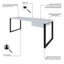 Ver imagem 5 de Escrivaninha Mesa Escritório Yon Presidente com 190x70x75 1 Gaveta 190cm Industrial Branco