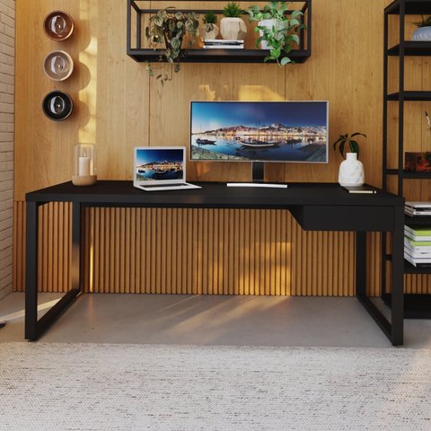 Escrivaninha Mesa Escritório Yon Presidente com 1 Gaveta 190x70x75