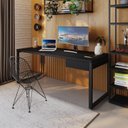Ver imagem 7 de Escrivaninha Mesa Escritório Yon Presidente com 190x70x75 1 Gaveta 190cm Industrial Preto