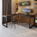 Ver imagem 7 de Escrivaninha Mesa Escritório em L Yon Presidente 190x70x75