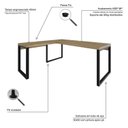Ver imagem 5 de Escrivaninha Mesa Escritório em L Yon Presidente 190x70x75 190cm Industrial Vermont e Preto Marrom
