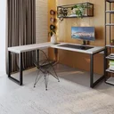 Ver imagem 1 de Escrivaninha Mesa Escritório em L Yon Presidente 190x70x75 190cm Industrial Branco e Preto