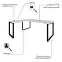 Ver imagem 5 de Escrivaninha Mesa Escritório em L Yon Presidente 190x70x75 190cm Industrial Branco e Preto