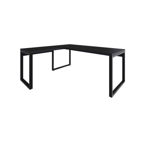 Escrivaninha Mesa Escritório em L Yon Presidente 190x70x75 190cm Industrial Preto