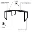 Ver imagem 5 de Escrivaninha Mesa Escritório em L Yon Presidente 190x70x75 190cm Industrial Preto