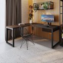 Ver imagem 7 de Escrivaninha Mesa Escritório em L Yon Presidente com 190x70x75 1 Gaveta 190cm Industrial Terracota e Preto Marrom