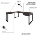 Ver imagem 5 de Escrivaninha Mesa Escritório em L Yon Presidente com 190x70x75 1 Gaveta 190cm Industrial Terracota e Preto Marrom
