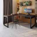 Ver imagem 7 de Escrivaninha Mesa Escritório em L Yon Presidente com 1 Gaveta 190x70x75