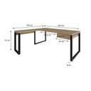 Ver imagem 3 de Escrivaninha Mesa Escritório em L Yon Presidente com 190x70x75 1 Gaveta 190cm Industrial Vermont e Preto Marrom