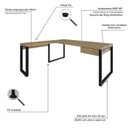 Ver imagem 5 de Escrivaninha Mesa Escritório em L Yon Presidente com 190x70x75 1 Gaveta 190cm Industrial Vermont e Preto Marrom