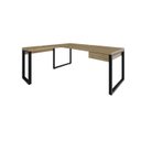 Ver imagem 2 de Escrivaninha Mesa Escritório em L Yon Presidente com 190x70x75 1 Gaveta 190cm Industrial Vermont e Preto Marrom