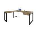 Ver imagem 4 de Escrivaninha Mesa Escritório em L Yon Presidente com 190x70x75 1 Gaveta 190cm Industrial Vermont e Preto Marrom