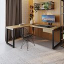 Ver imagem 7 de Escrivaninha Mesa Escritório em L Yon Presidente com 1 Gaveta 190x70x75