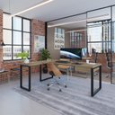 Ver imagem 1 de Escrivaninha Mesa Escritório em L Yon Presidente com 1 Gaveta 190x70x75