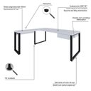 Ver imagem 5 de Escrivaninha Mesa Escritório em L Yon Presidente com 190x70x75 1 Gaveta 190cm Industrial Branco e Preto